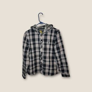 Browning Men’s Hooded Jacket Gray Black Plaid Size Large